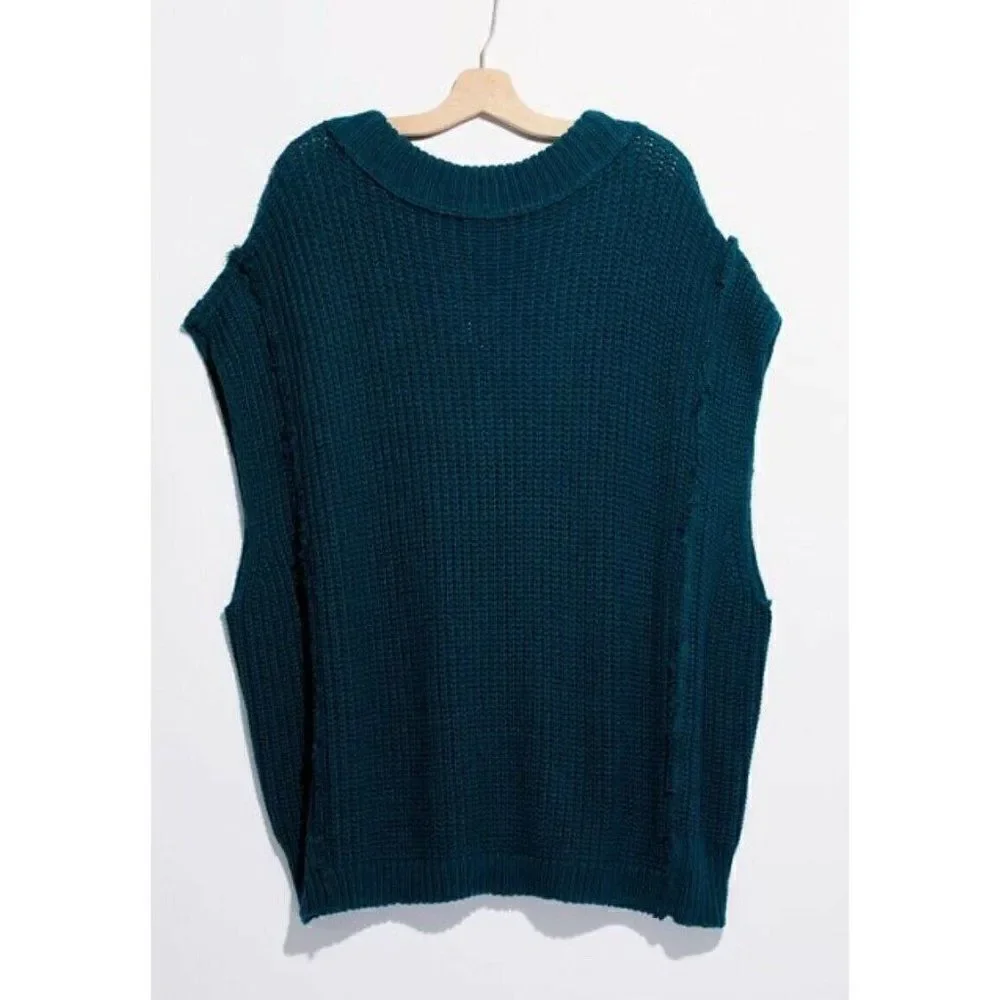 NWT FREE PEOPLE Sz S CLYDE SLEEVLESS SWEATER VEST TUNIC IN MERMAID TAIL